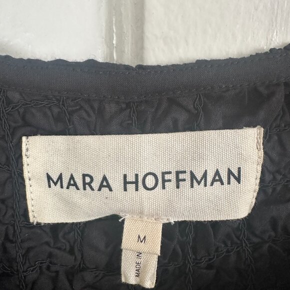 HOLIDAY SALE Mara Hoffman Black Textured Mini Dress - Laura Dress Size Medium - Picture 4 of 6